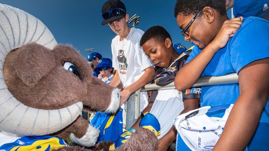 Mascot Rampage of the Los Angeles Rams during Rams training camp at Loyola Marymount University on Wednesday, August 5th in Westchester, CA. Mascot Rampage of the Los Angeles Rams during Rams training camp at Loyola Marymount University on Wednesday, August 5th in Westchester, CA.