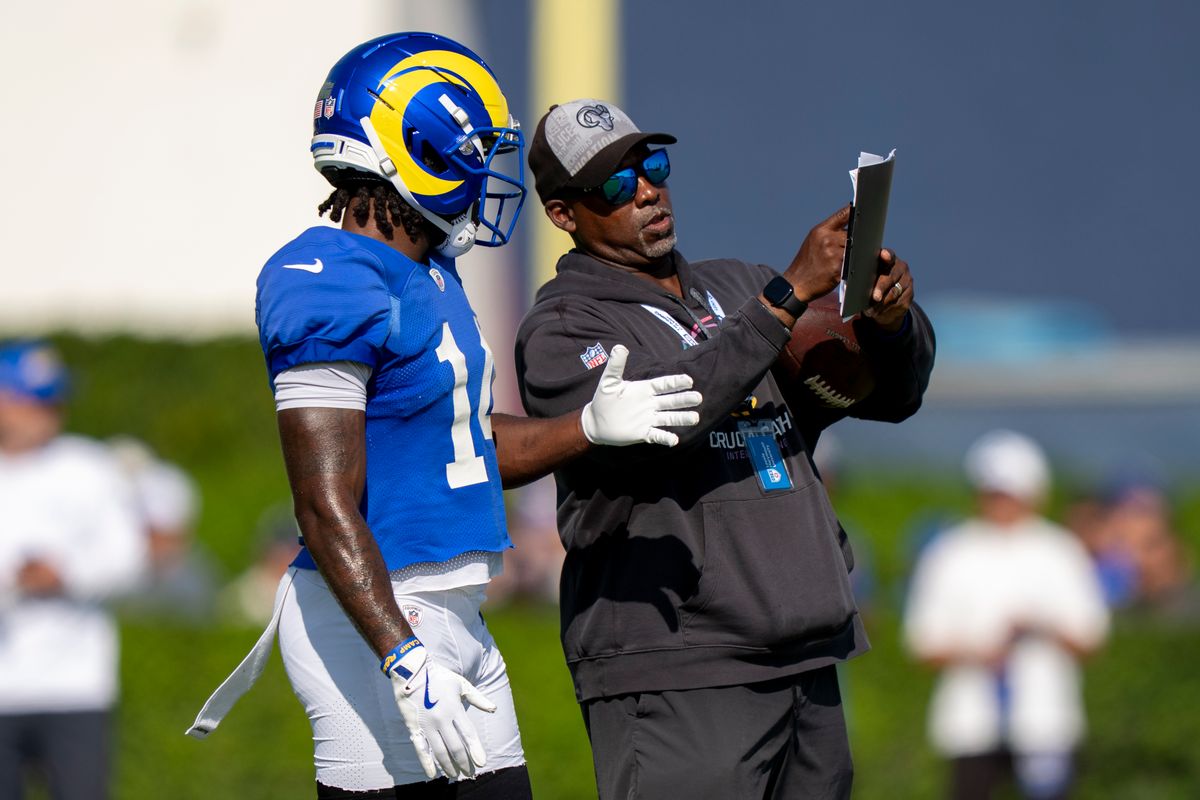 Mario Williams #14 of the Los Angeles Rams during Rams training camp at Loyola Marymount University on Wednesday, August 5th in Westchester, CA. Mario Williams #14 of the Los Angeles Rams during Rams training camp at Loyola Marymount University on Wednesday, August 5th in Westchester, CA.