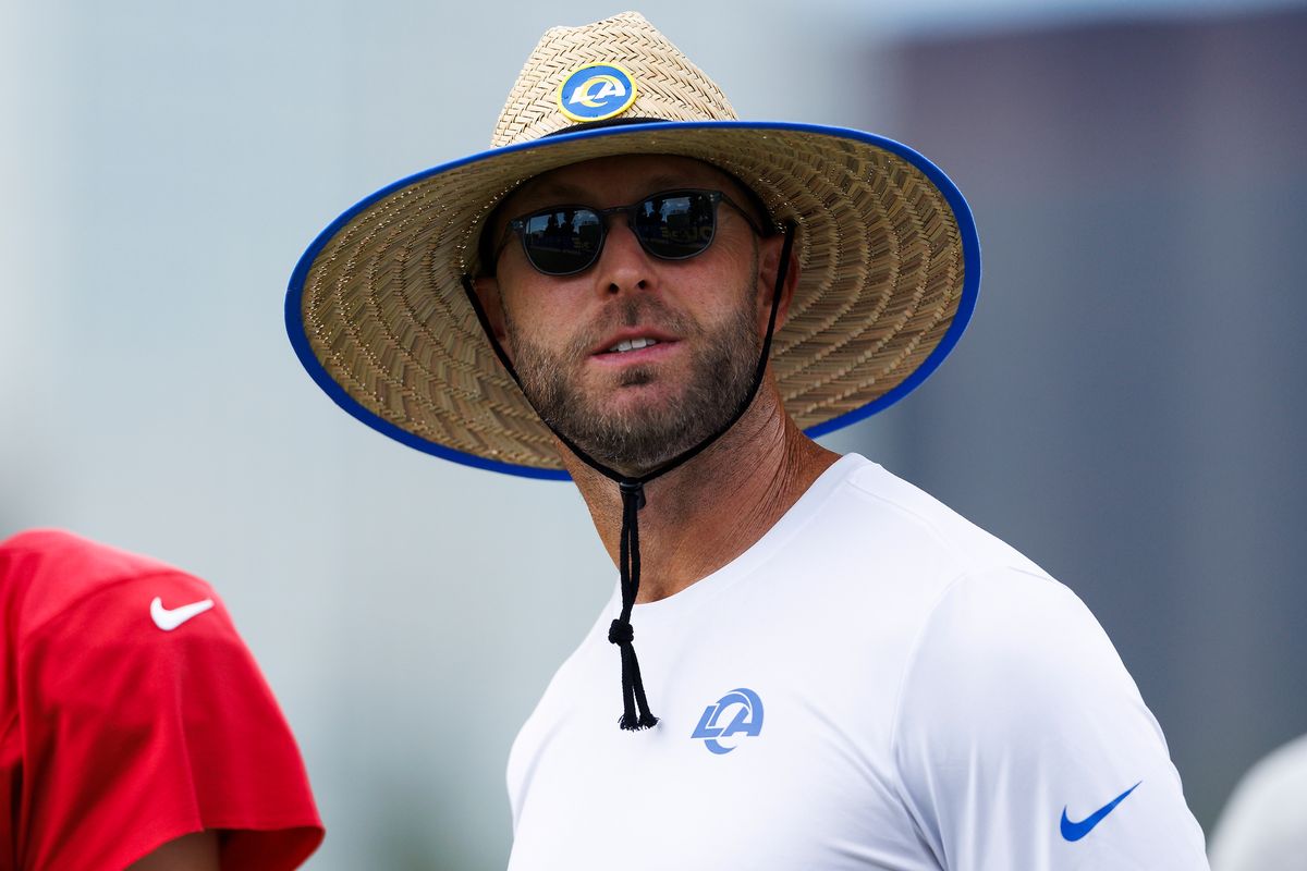Kliff Kingsbury of the Los Angeles Rams during joint practice between the Dallas Cowboys and the Los Angeles Rams at Rams Village on August 11, 2026 in Woodland Hills, California. Kliff Kingsbury of the Los Angeles Rams during joint practice between the Dallas Cowboys and the Los Angeles Rams at Rams Village on August 11, 2026 in Woodland Hills, California.