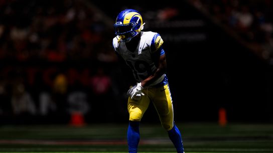 Xavier Smith #19 of the Los Angeles Rams in an offensive stance during a preseason game against the Houston Texans at NRG Stadium on August 24, 2024 in Houston.