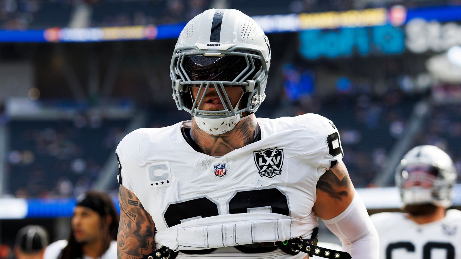 Maxx Crosby #98 of the Las Vegas Raiders walks off the field before a game against Los Angeles Rams at SoFi Stadium on October 20, 2024 in Inglewood, California. Maxx Crosby #98 of the Las Vegas Raiders walks off the field before a game against Los Angeles Rams at SoFi Stadium on October 20, 2024 in Inglewood, California.