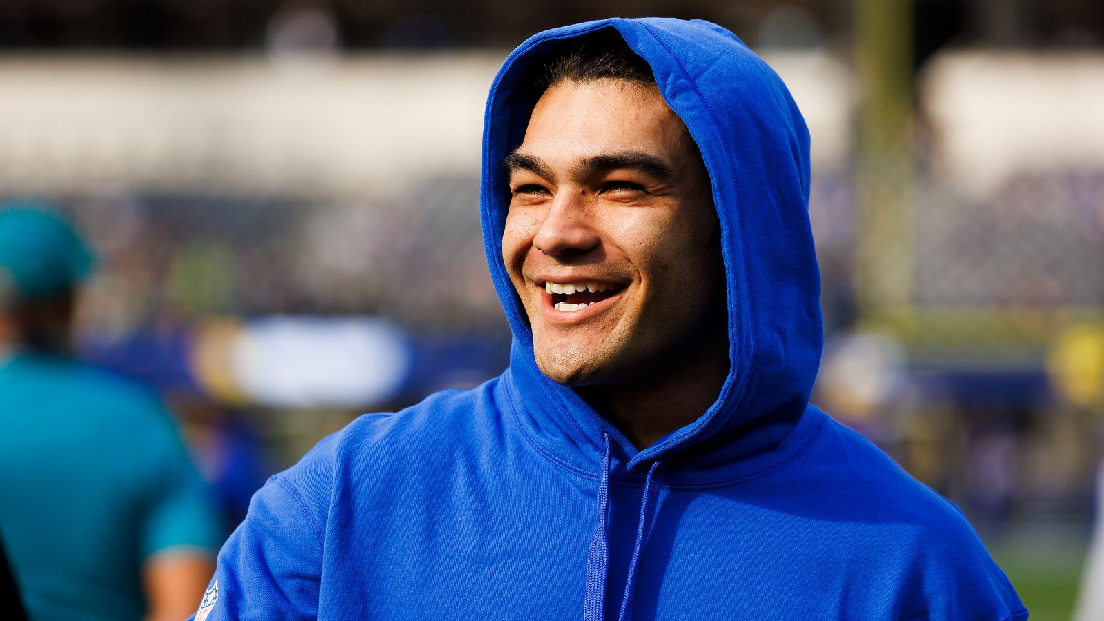 Puka Nacua #17 of the Los Angeles Rams smiles before the game against Seattle Seahawks at SoFi Stadium on January 5, 2025 in Inglewood, California. Puka Nacua #17 of the Los Angeles Rams smiles before the game against Seattle Seahawks at SoFi Stadium on January 5, 2025 in Inglewood, California.