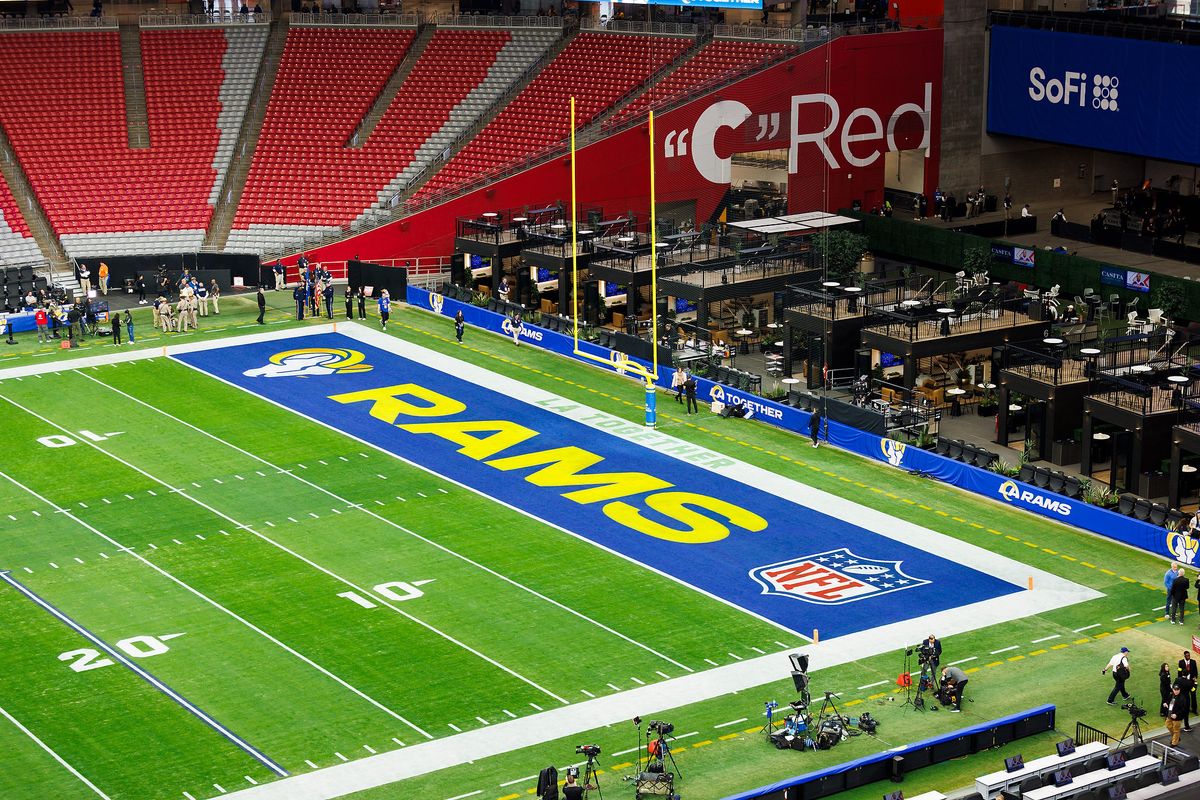 A general view of the interior of the stadium before the game between the Minnesota Vikings and the Los Angeles Rams at State Farm Stadium on January 13, 2025 in Glendale, Arizona. 