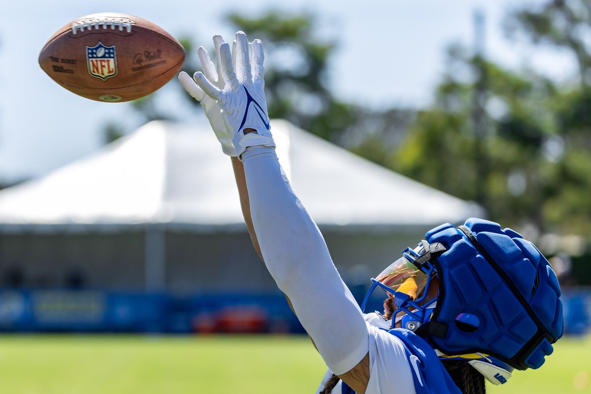 Los Angeles Rams wide receiver Jordan Whittington (88) during training camp at Loyola Marymount University, Thursday July 24, 2025 in Los Angeles, Calif.