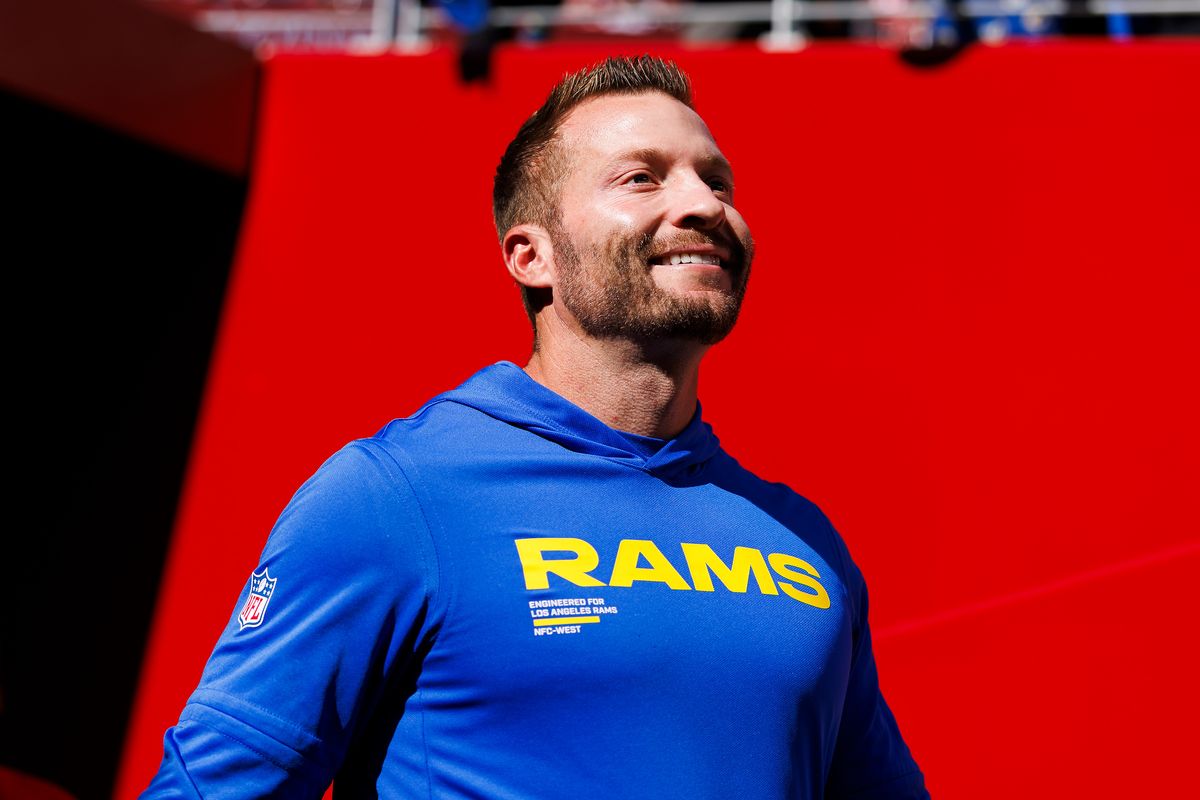 Sean McVay of the Los Angeles Rams enters the field from the tunnel during the game against the San Francisco 49ers at Levi’s Stadium on November 9, 2025 in Santa Clara, California. Sean McVay of the Los Angeles Rams enters the field from the tunnel during the game against the San Francisco 49ers at Levi’s Stadium on November 9, 2025 in Santa Clara, California.