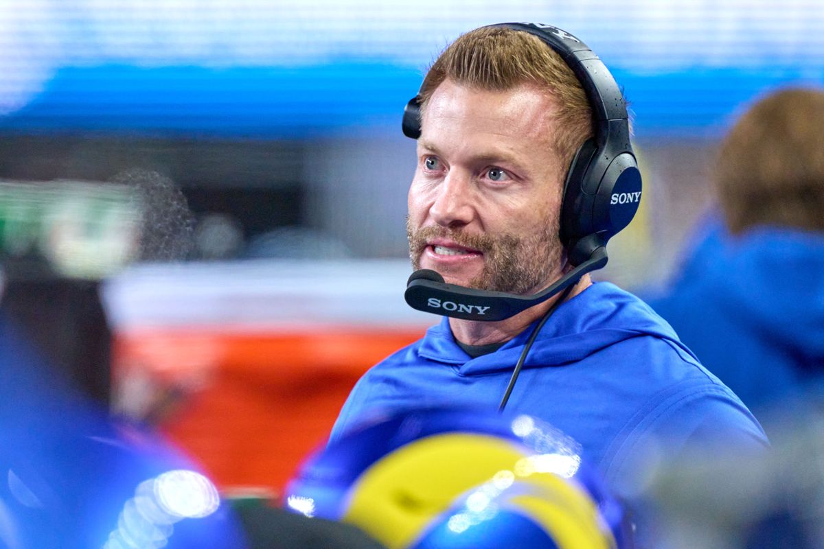 Los Angeles Rams head coach Sean McVay looks on during an NFL football game against the Seattle Seahawks, on Thursday December 18, 2025 in Seattle, Washington.