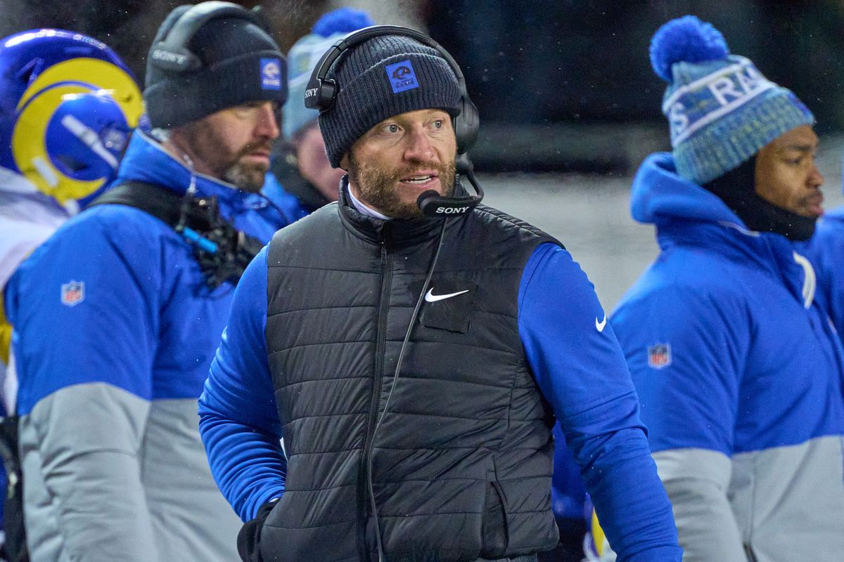 Los Angeles Rams head coach Sean McVay looks on during an NFL Divisional football game against the Chicago Bears, on Sunday, January 18, 2026 in Chicago, Illinois.    