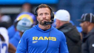 McVay responds to rumors of being upset about Simpson pick taken at Hollywood Park (Los Angeles Rams). Photo by Robin Alam - The Sporting Tribune