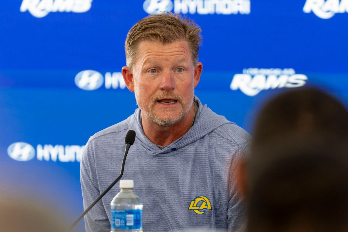 Los Angeles Rams GM Les Snead talks with members of the media after an OTA offseason workout at Rams Village at Warner Center on June 2nd, 2026 in Woodland Hills, California. Los Angeles Rams GM Les Snead talks with members of the media after an OTA offseason workout at Rams Village at Warner Center on June 2nd, 2026 in Woodland Hills, California.