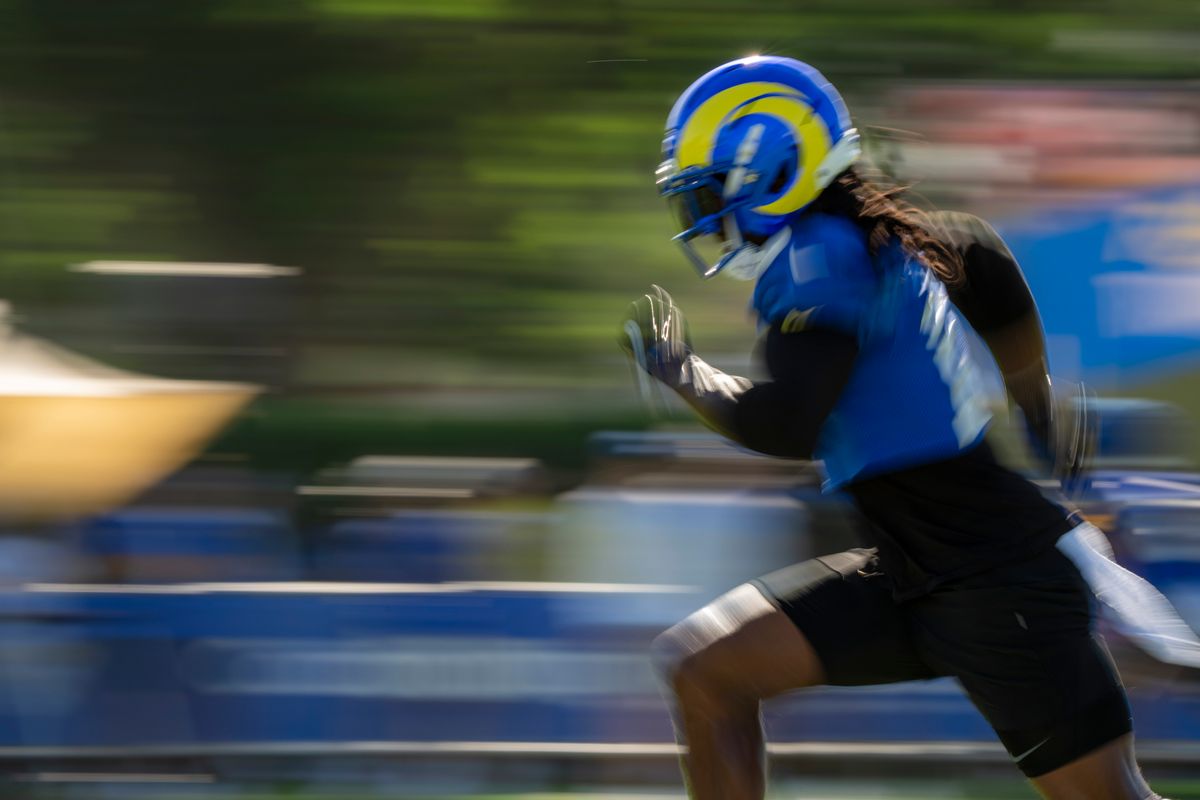 Los Angeles Rams wide receiver Davante Adams (17) during Rams training camp at the Loyola Marymount University on Monday, July 27th in Westchester, CA.