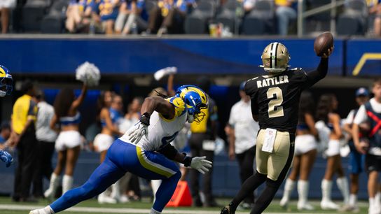 New Orleans Saints quarterback Spencer Rattler (2) makes a pass during an NFL preseason game between the New Orleans Saints and Los Angeles Rams on Saturday, August 22, 2026 at SoFi Stadium in Inglewood, California. New Orleans Saints quarterback Spencer Rattler (2) makes a pass during an NFL preseason game between the New Orleans Saints and Los Angeles Rams on Saturday, August 22, 2026 at SoFi Stadium in Inglewood, California.