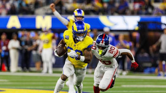 Kyren Williams #23 of the Los Angeles Rams runs with the ball during an NFL game against the New York Giants on September 21, 2026 at SoFi Stadium in Inglewood, California. Kyren Williams #23 of the Los Angeles Rams runs with the ball during an NFL game against the New York Giants on September 21, 2026 at SoFi Stadium in Inglewood, California.