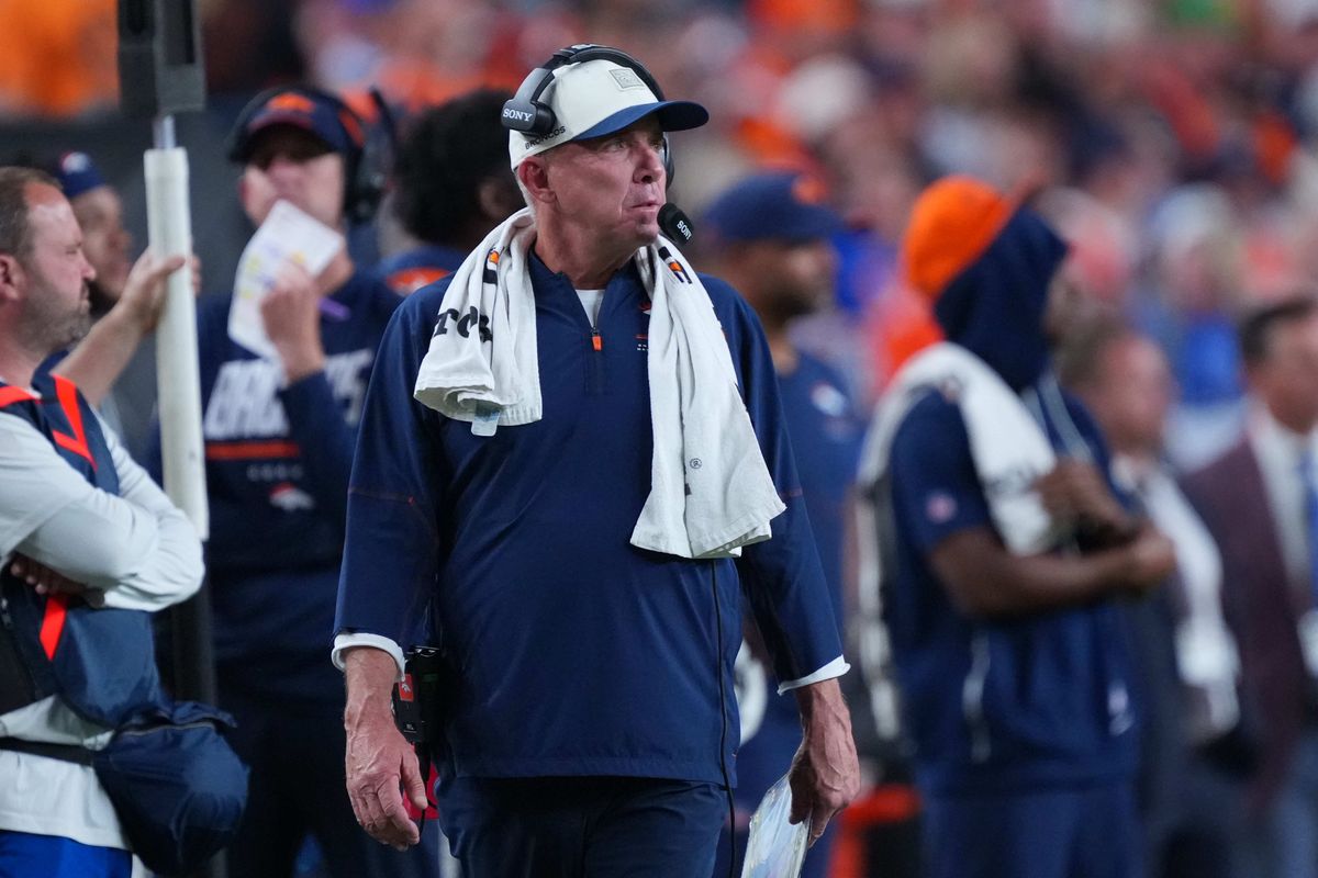 Denver Broncos head coach Sean Payton looks on during an NFL football game against the Los Angeles Rams, on Sunday September 27, 2026 in Denver, CO. Denver Broncos head coach Sean Payton looks on during an NFL football game against the Los Angeles Rams, on Sunday September 27, 2026 in Denver, CO.