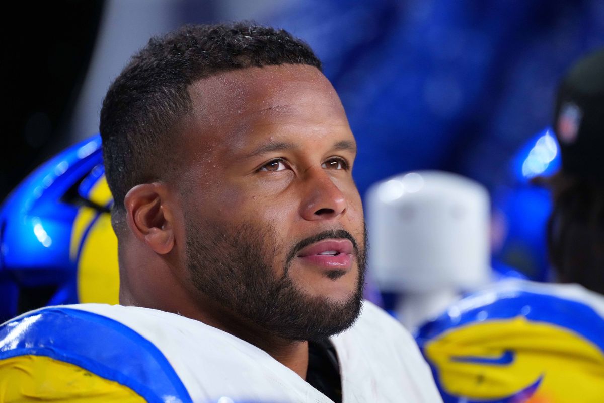 Los Angeles Rams defensive tackle Aaron Donald #99 looks on during an NFL football game against the Denver Broncos, on Sunday September 27, 2026 in Denver, CO. Los Angeles Rams defensive tackle Aaron Donald #99 looks on during an NFL football game against the Denver Broncos, on Sunday September 27, 2026 in Denver, CO.