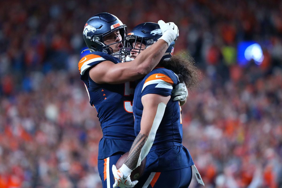 Denver Broncos safety Talanoa Hufanga #9 celebrates with fans and teammates after intercepting the football after an NFL football game against the Los Angeles Rams, on Sunday September 27, 2026 in Denver, CO. Denver Broncos safety Talanoa Hufanga #9 celebrates with fans and teammates after intercepting the football after an NFL football game against the Los Angeles Rams, on Sunday September 27, 2026 in Denver, CO.
