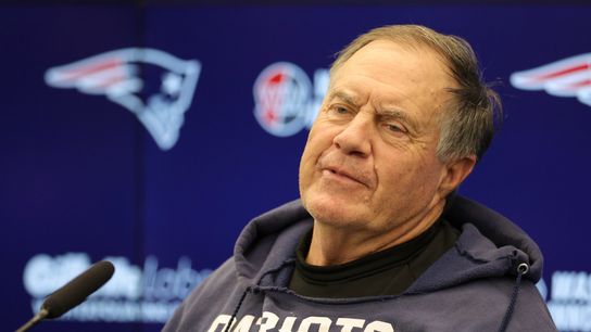 New England Patriots head coach Bill Belichick speaks to the media before an NFL International Series practice at the Deutcher Fussball-Bund facility. 
