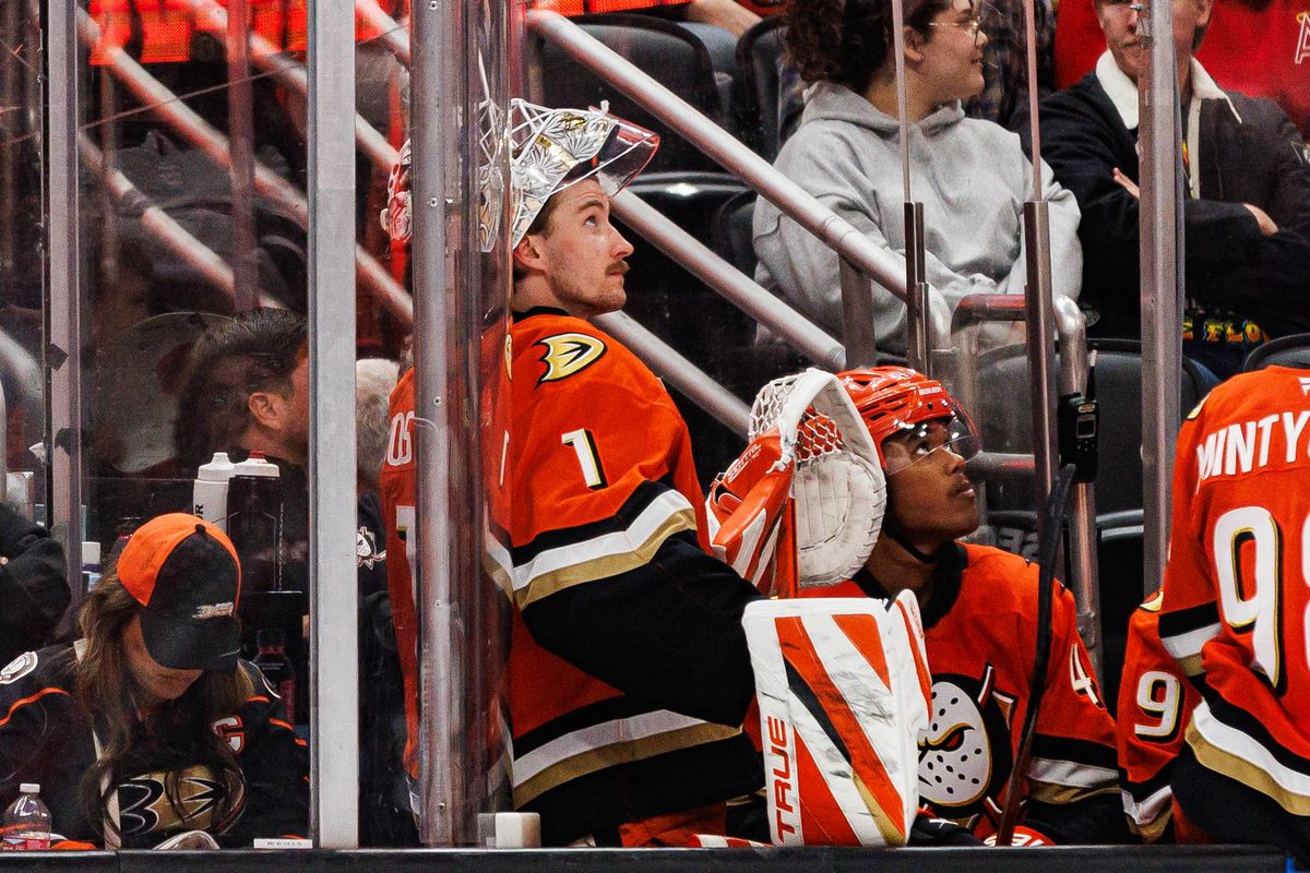 Lukas Dostal #1 of the Anaheim Ducks watches on during an NHL game against the Los Angeles Kings on September 23, 2026 at Honda Center in Anaheim, California. Lukas Dostal #1 of the Anaheim Ducks watches on during an NHL game against the Los Angeles Kings on September 23, 2026 at Honda Center in Anaheim, California.