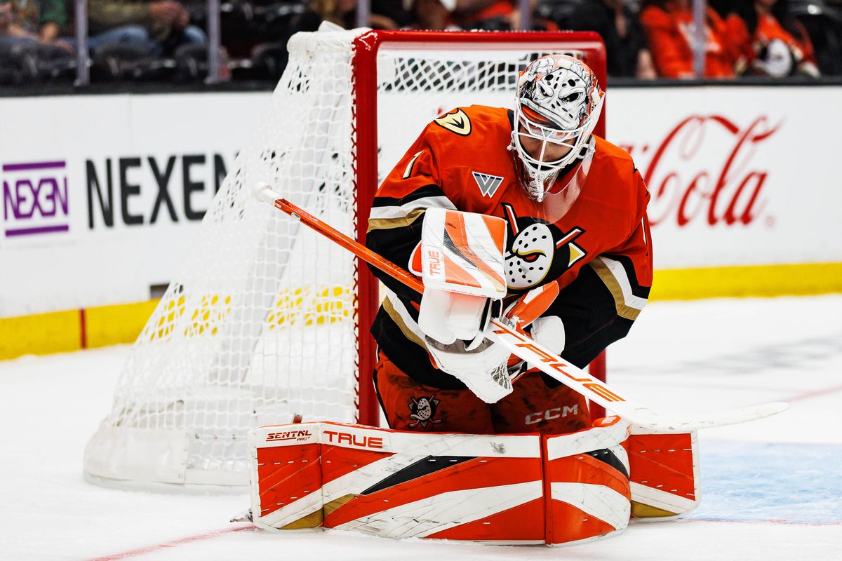 Lukas Dostal #1 of the Anaheim Ducks makes a save during an NHL game against the Los Angeles Kings on September 23, 2026 at Honda Center in Anaheim, California. Lukas Dostal #1 of the Anaheim Ducks makes a save during an NHL game against the Los Angeles Kings on September 23, 2026 at Honda Center in Anaheim, California.