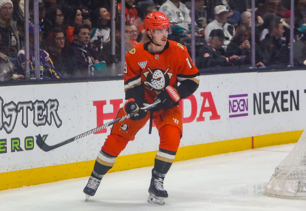 #19 Troy Kerry in action against the Buffalo Sabres on Friday November 22, 2024 at The Honda Center in Anaheim, California. #19 Troy Kerry in action against the Buffalo Sabres on Friday November 22, 2024 at The Honda Center in Anaheim, California.