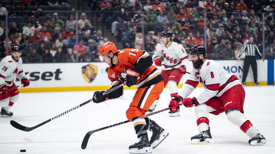 Ducks power play powerless, Hall nets third period hat trick in 5-2 Carolina win taken at Honda Center (Anaheim Ducks)