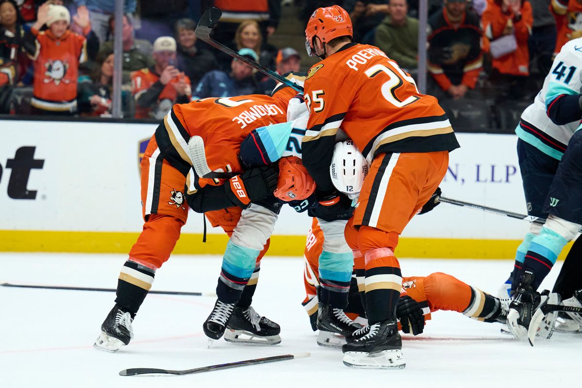 The Anaheim Duck’s and the Seattle Kraken get into a brawl in the second period February 3rd, 2026 in Anaheim California.