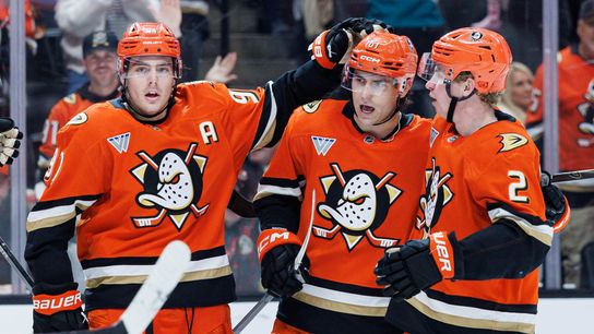 Ducks come back again, maintain perfect shootout record in win over Calgary taken at Honda Center (Anaheim Ducks). Photo by Steven Park - The Sporting Tribune