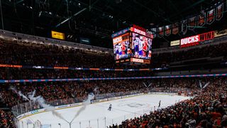 Deafening Ducks fan "army" earned its Game 3 moment taken at Honda Center (Anaheim Ducks). Photo by Steven Park - The Sporting Tribune