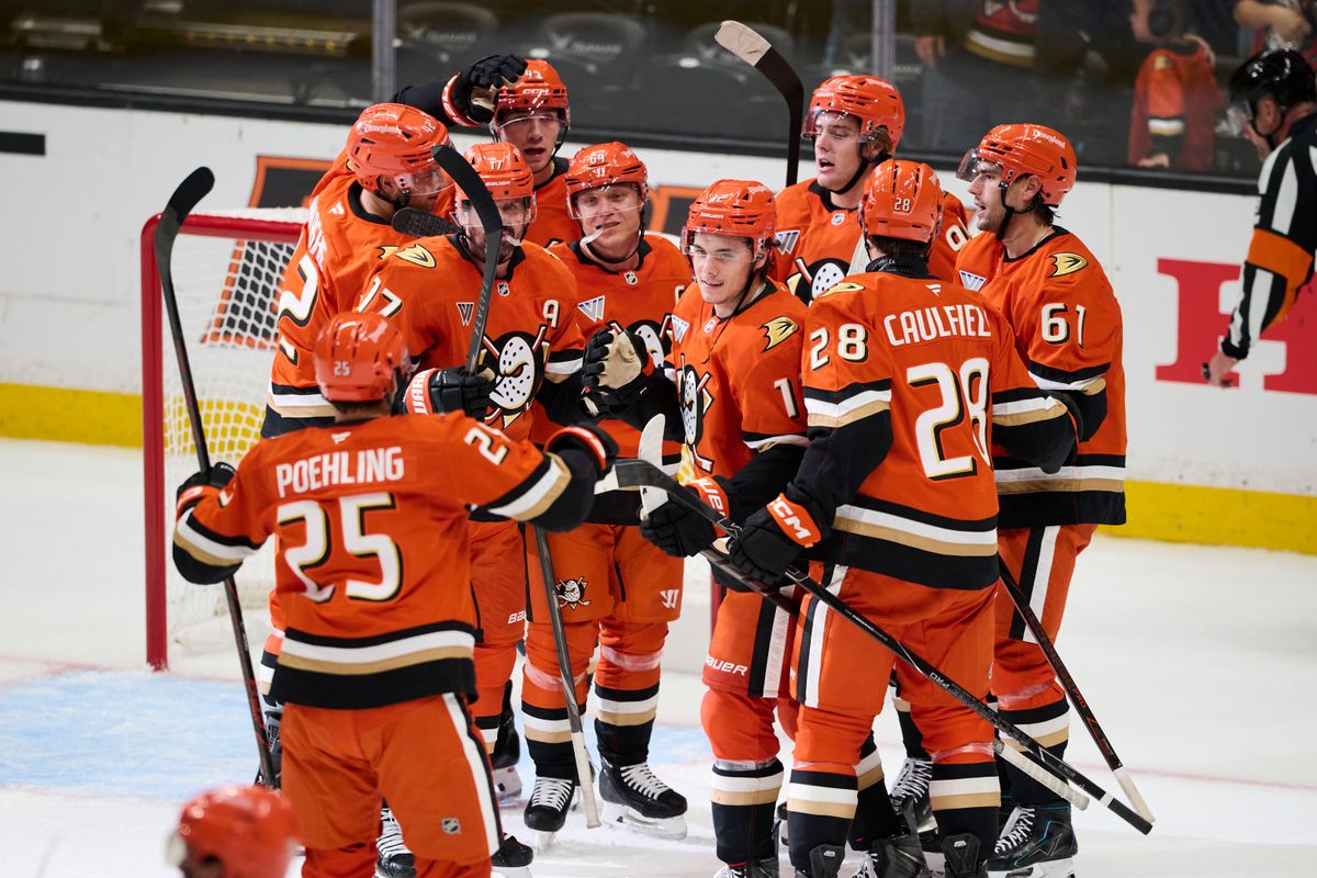 Anaheim Ducks win in over time during an NHL game against The Florida Panthers on Sunday, October 4th, 2026 at Honda Center in Anaheim, California. Anaheim Ducks win in over time during an NHL game against The Florida Panthers on Sunday, October 4th, 2026 at Honda Center in Anaheim, California.
