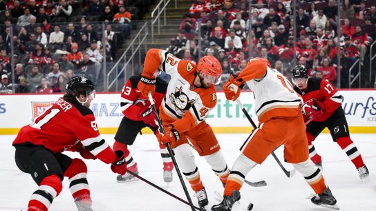 Ducks bedeviled again on the road, drop 5th straight taken at Prudential Center (Anaheim Ducks). Photo by Mandatory Credit: John Jones-Imagn Images