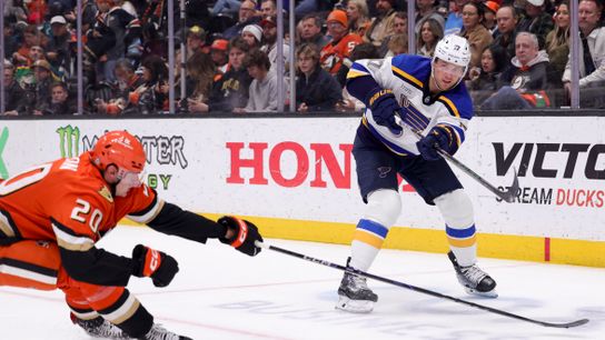 Fowler's two assists lead Blues past Ducks in return to Honda Center taken at Honda Center (Anaheim Ducks)