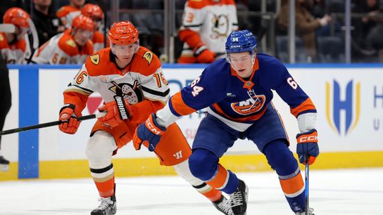 Ducks fall behind early again, can't make comeback on Long Island taken at UBS Arena (Anaheim Ducks)