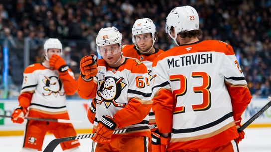 Mikael Granlund hat trick OT-winner caps another Ducks comeback in Calgary taken at Scotiabank Saddledome (Anaheim Ducks). Photo by Mandatory Credit: Bob Frid-Imagn Images