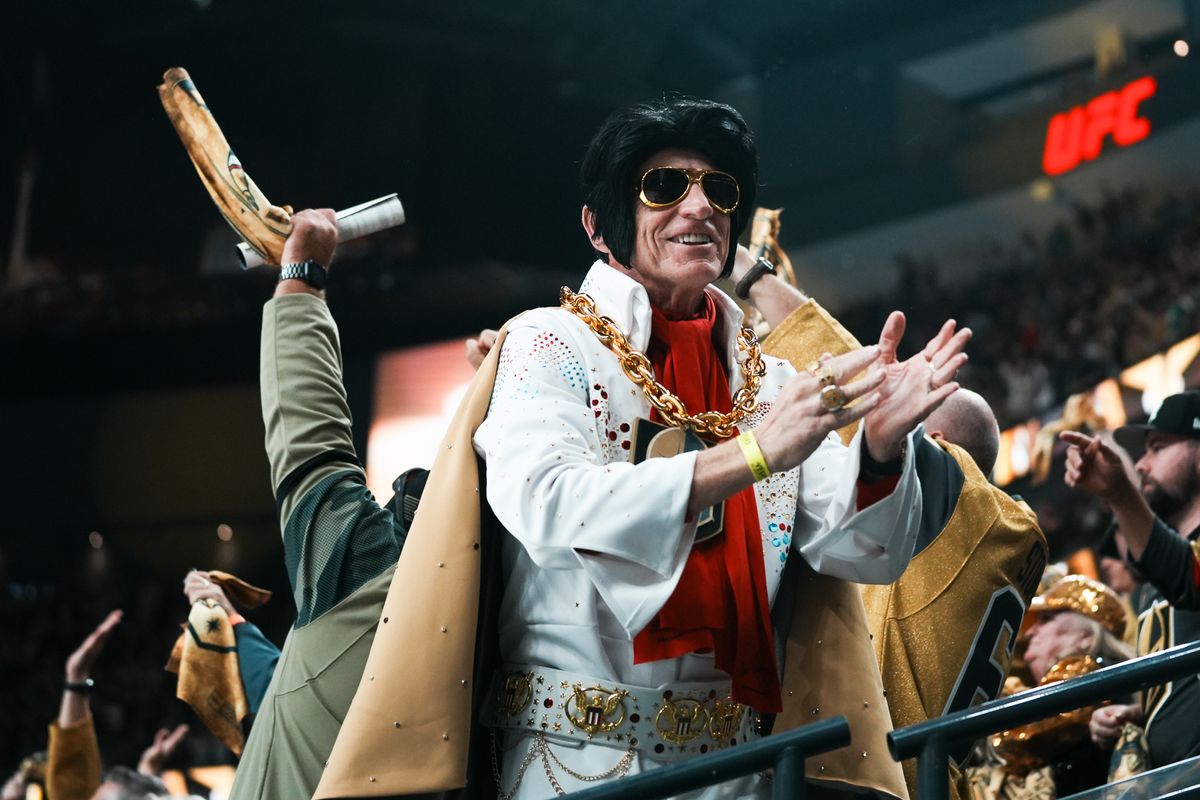 Vegas Golden Knights fans cheer after the Knights scored the winning goal in overtime of NHL playoff game against Minnesota Wild on Tuesday April 29, 2025 in Las Vegas.  