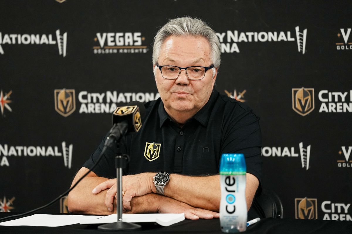 Vegas Golden Knights general manager Kelly McCrimmon speaks at a press conference on Tuesday July 1, 2025 in Las Vegas. Vegas Golden Knights general manager Kelly McCrimmon speaks at a press conference on Tuesday July 1, 2025 in Las Vegas.