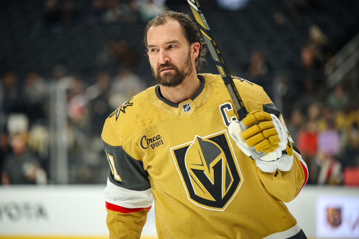 Vegas Golden Knights F Mark Stone (61) seen during pregame warmups prior to an NHL game against the San Jose Sharks on Tuesday December 23, 2025, in Las Vegas, Nevada. 