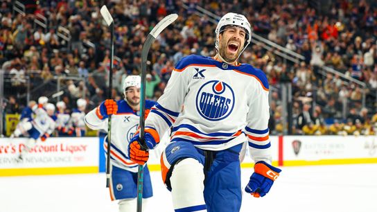 TST Images: Oilers defeat the Golden Knights, 4-3, in overtime at T-Mobile Arena  taken at T-Mobile Arena (Vegas Golden Knights). Photo by RJ Forbus - The Sporting Tribune