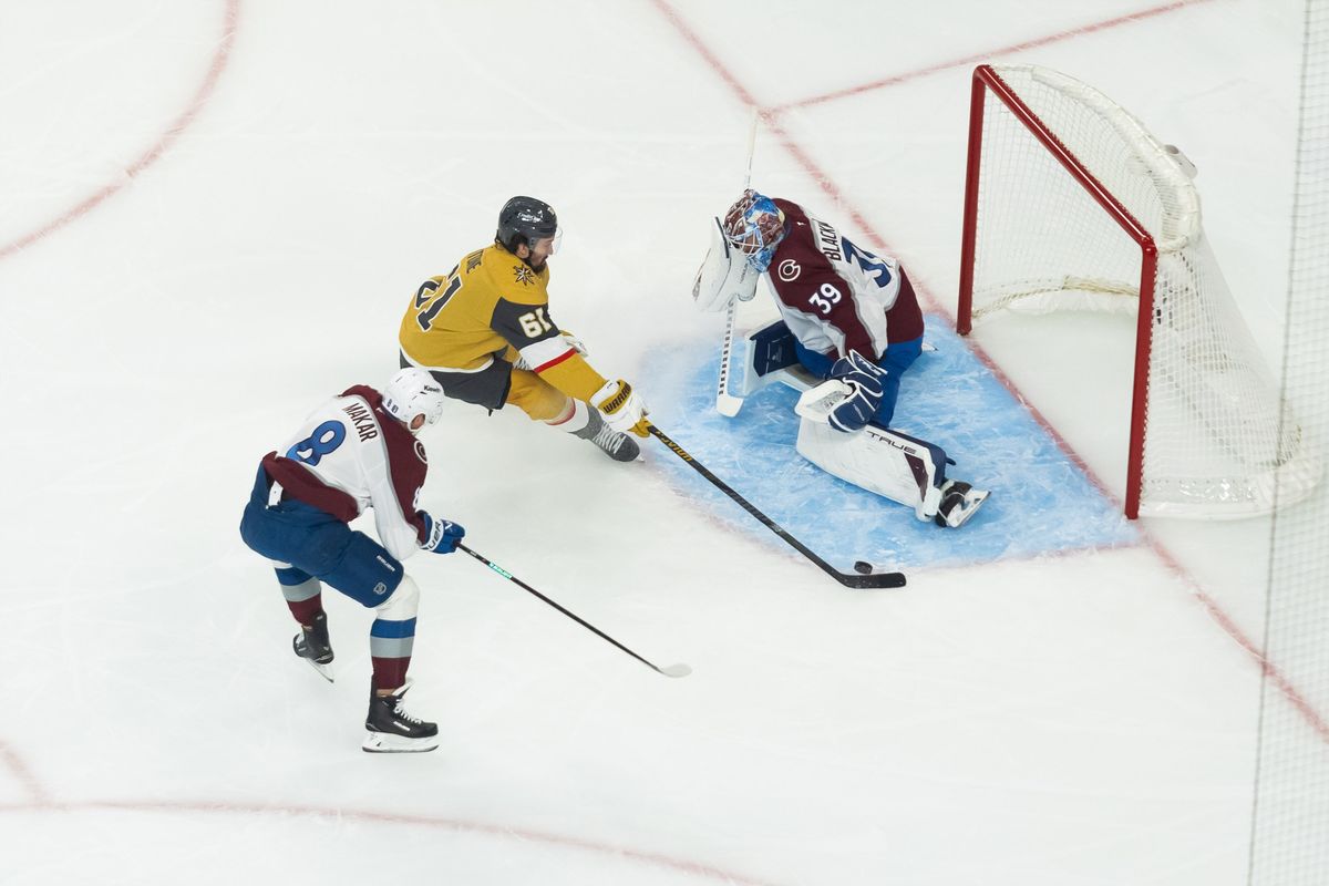 Vegas Golden Knights right-wing Mark Stone (61) makes a move to score during game 4 of a NHL playoff game of the semi-final round between the Vegas Golden Knights and the Colorado Avalanche, Tuesday May 26, 2026 in Las Vegas, Nev. Vegas Golden Knights right-wing Mark Stone (61) makes a move to score during game 4 of a NHL playoff game of the semi-final round between the Vegas Golden Knights and the Colorado Avalanche, Tuesday May 26, 2026 in Las Vegas, Nev.