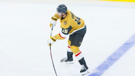 Vegas Golden Knights defenseman Noah Hanifin shoots the puck from the blue line during a NHL game against the Chicago Blackhawks on Tuesday, Saturday 29, 2026, at T-Mobile Arena in Las Vegas, Nevada. Vegas Golden Knights defenseman Noah Hanifin shoots the puck from the blue line during a NHL game against the Chicago Blackhawks on Tuesday, Saturday 29, 2026, at T-Mobile Arena in Las Vegas, Nevada.