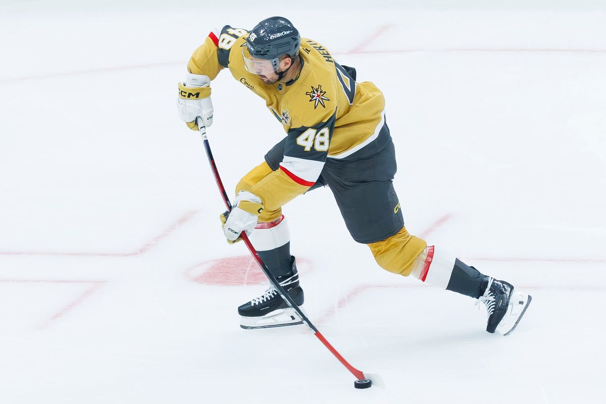 Vegas Golden Knights center Tomas Hertl (48) lines up a shot during an NHL game against the Tampa Bay Lightning on Tuesday, October 20, 2026, at T-Mobile Arena in Las Vegas, Nevada. Vegas Golden Knights center Tomas Hertl (48) lines up a shot during an NHL game against the Tampa Bay Lightning on Tuesday, October 20, 2026, at T-Mobile Arena in Las Vegas, Nevada.