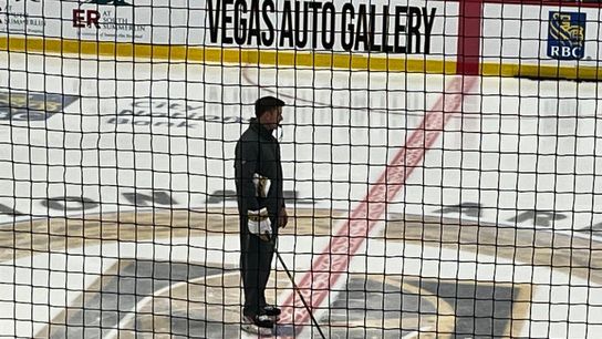Craig wastes no time getting his message across taken At City National Arena (Vegas Golden Knights). Photo by Steve Carp-The Sporting Tribune