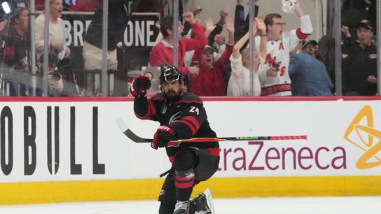 Canes rally for OT win in Game 2, even series 1-1 taken At Lenovo Center (Vegas Golden Knights). Photo by James Guillory-Imagn Images