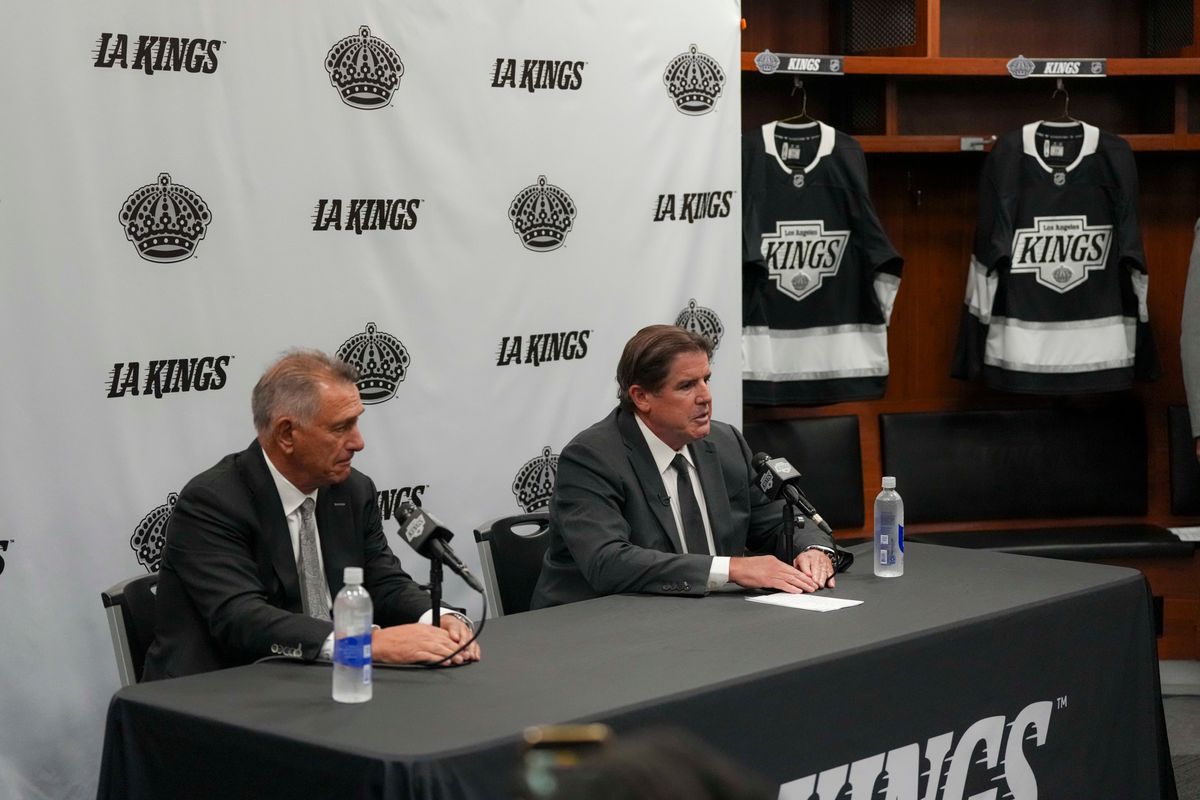 The Los Angeles Kings General Manager Ken Holland introduces new Head Coach Peter Laviolette on June 10, 2026 at the Toyota Sports Performance Center in El Segundo, CA. The Los Angeles Kings General Manager Ken Holland introduces new Head Coach Peter Laviolette on June 10, 2026 at the Toyota Sports Performance Center in El Segundo, CA.