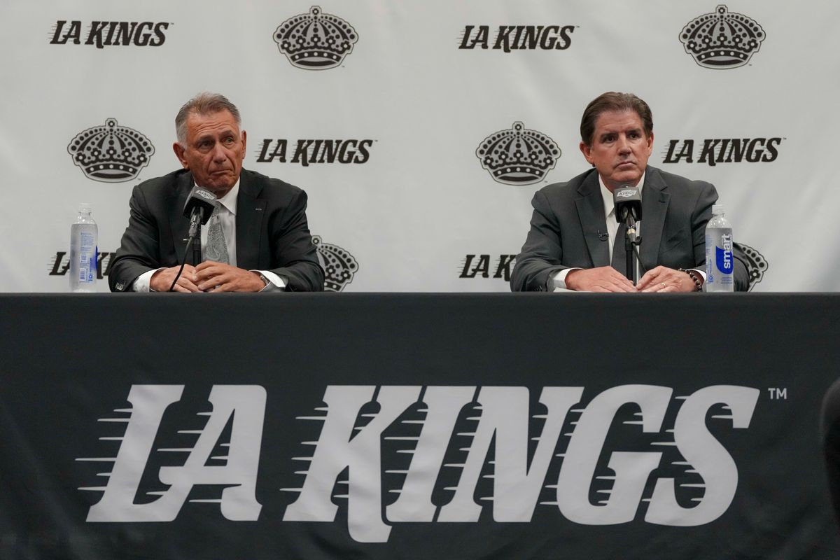 The Los Angeles Kings General Manager Ken Holland introduces new Head Coach Peter Laviolette on June 10, 2026 at the Toyota Sports Performance Center in El Segundo, CA. The Los Angeles Kings General Manager Ken Holland introduces new Head Coach Peter Laviolette on June 10, 2026 at the Toyota Sports Performance Center in El Segundo, CA.