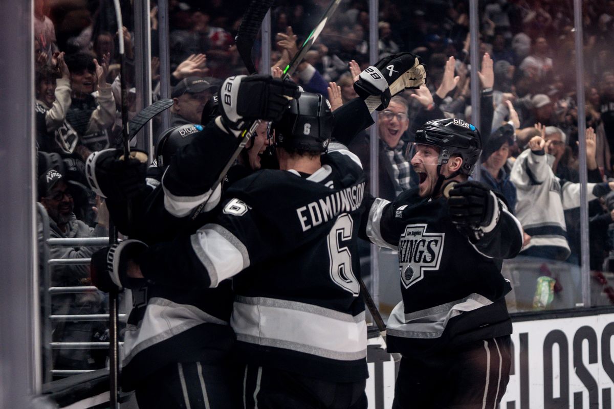 Los Angeles Kings players celebrate a goal in the game against the Florida Panthers on January 22, 2025 at Crypto.com Arena Los Angeles Kings players celebrate a goal in the game against the Florida Panthers on January 22, 2025 at Crypto.com Arena