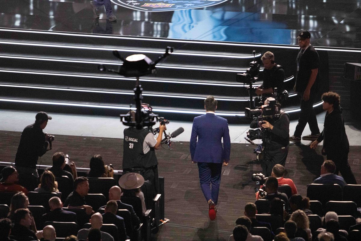 Henry Brzustewicz appraoches the stage after being picked by the Kings in the 2025 NHL Draft at the Peacock Theatre in Los Angeles. Henry Brzustewicz appraoches the stage after being picked by the Kings in the 2025 NHL Draft at the Peacock Theatre in Los Angeles.