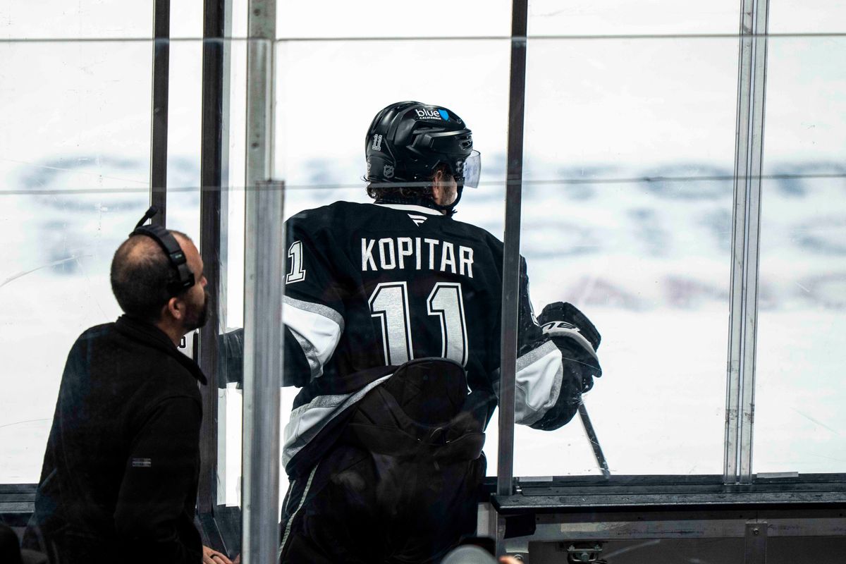 Los Angeles Kings forward, Anze Kopitar (11) leaves the penalty box during an NHL hockey game between the Winnipeg Jets and Los Angeles Kings, Tuesday November 4, 2025 in Los Angeles. Los Angeles Kings forward, Anze Kopitar (11) leaves the penalty box during an NHL hockey game between the Winnipeg Jets and Los Angeles Kings, Tuesday November 4, 2025 in Los Angeles.