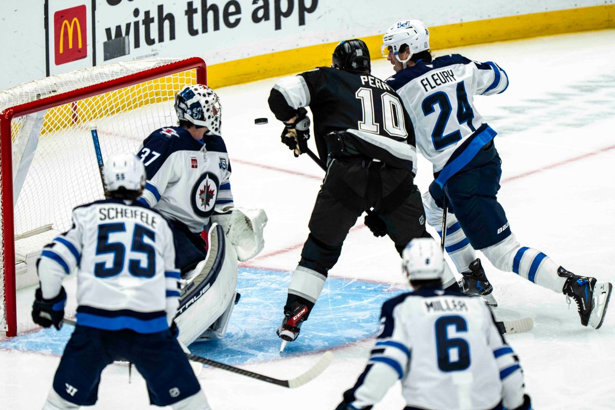 Los Angeles Kings forward, Corey Perry (10) makes an attempt at the goal during an NHL hockey game between the Winnipeg Jets and Los Angeles Kings, Tuesday November 4, 2025 in Los Angeles. Los Angeles Kings forward, Corey Perry (10) makes an attempt at the goal during an NHL hockey game between the Winnipeg Jets and Los Angeles Kings, Tuesday November 4, 2025 in Los Angeles.