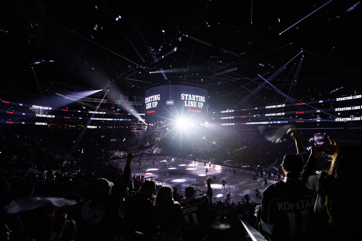 A general view of the arena before an NHL Playoffs game against the Colorado Avalanche on April 26, 2026 at Crypto.com Arena in Los Angeles, California.