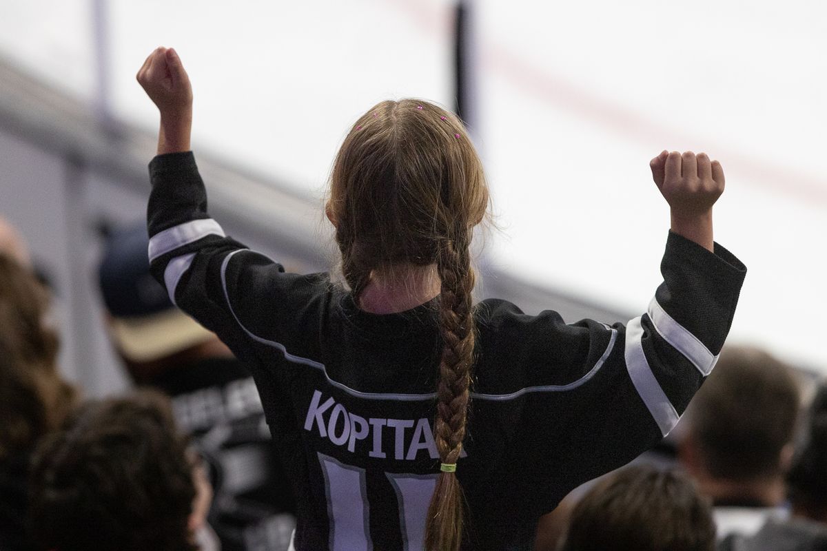 A young LA Kings fan cheers during the game against the Vegas Golden Knights at Toyota Arena, Saturday, Sept. 19, 2026, in Ontario, California. A young LA Kings fan cheers during the game against the Vegas Golden Knights at Toyota Arena, Saturday, Sept. 19, 2026, in Ontario, California.