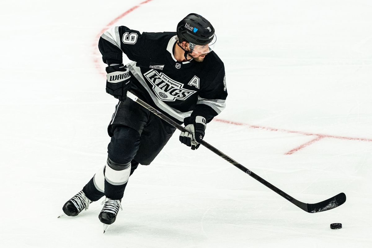 Los Angeles Kings RW Adrian Kempe (9) setting up the offense during an NHL match against the Utah Mammoth on September 22nd, 2026 in Los Angeles, California. Los Angeles Kings RW Adrian Kempe (9) setting up the offense during an NHL match against the Utah Mammoth on September 22nd, 2026 in Los Angeles, California.